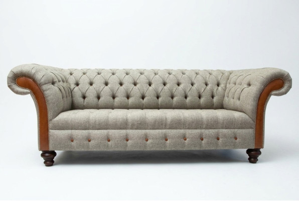 Chesterfield de 3 plazas, sofá clásico de lujo barroco rococó, tela sofá.