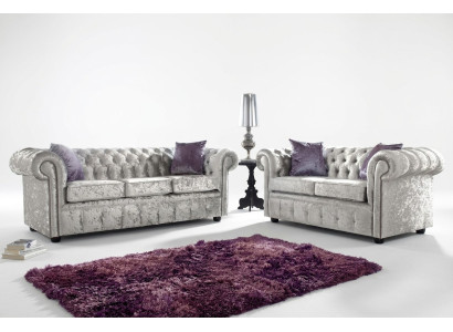Sofá Chesterfield 3+2 plazas Conjunto de salón Clásico Barroco Rococó Sofá Tela Cuero