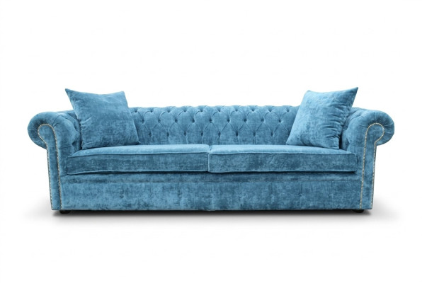 Sofá clásico para sala de estar - Azul Chesterfield tela sofá de 3 plazas jvmoebel ®