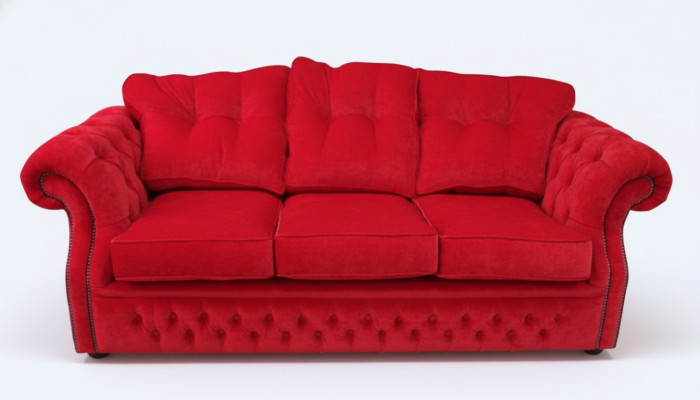 Tela de Chesterfield rojo para el sofá de la sala de estar de tres plazas.