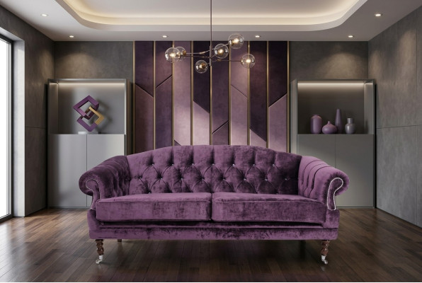 Barock Rokoko Sofa Couch Textil Samt Chesterfield - Designer Couchen  Sofá de estilo barroco rococó en textil de terciopelo Chesterfield - Sofás de diseñador