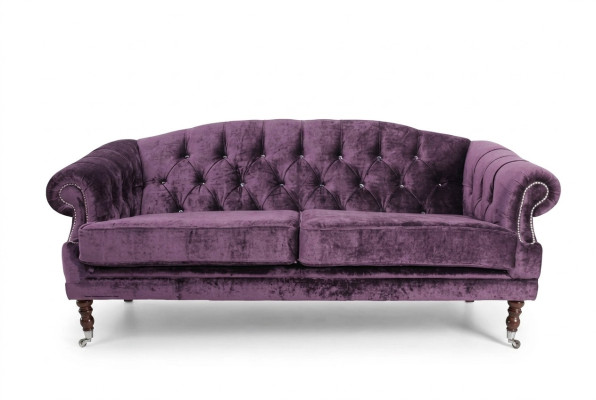 Barock Rokoko Sofa Couch Textil Samt Chesterfield - Designer Couchen  Sofá de estilo barroco rococó en textil de terciopelo Chesterfield - Sofás de diseñador