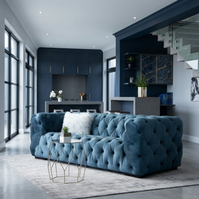 Chesterfield de 3 plazas, moderno sofá de lujo de diseñador para la sala de estar de tres plazas.