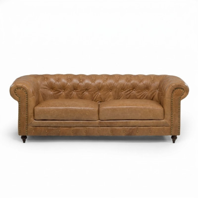 Chesterfield 3 plazas Sofá clásico de lujo barroco rococó en tela de cuero