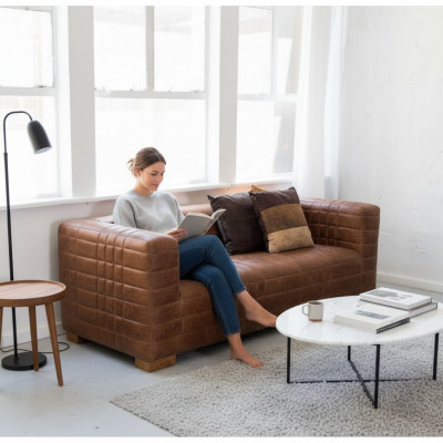 Chesterfield 3 plazas Sofá de lujo en tela de cuero Sofás de diseñador nuevos
