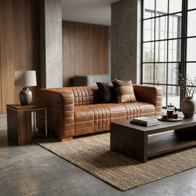 Chesterfield 3 plazas Sofá de lujo en tela de cuero Sofás de diseñador nuevos