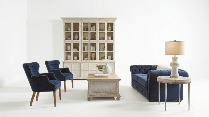 Sofá clásico de salón - Sofá de tela azul Chesterfield de 3 plazas jvmoebel ®