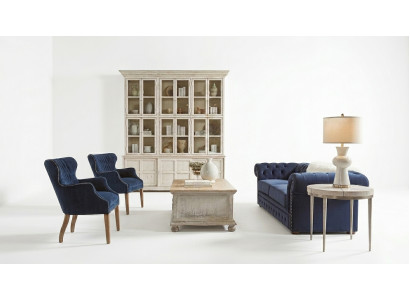 Sofá clásico de salón - Sofá de tela azul Chesterfield de 3 plazas jvmoebel ®