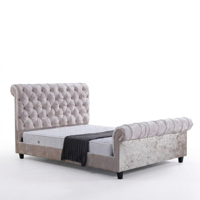 Moderna cama Chesterfield beige cama doble de diseñador muebles de lujo.