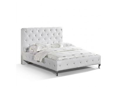 Cama de diseñador Chesterfield para dormitorio en cuero y tela tapizada de 140/160/180/200 cm.