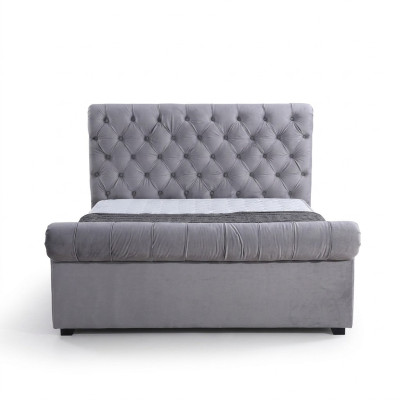 Diseño Chesterfield Cama Textil Tapizado Cuero Hotel Camas Dormitorio Nuevo Terciopelo