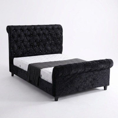 Negro dormitorio cama Chesterfield Cama dormitorio noble