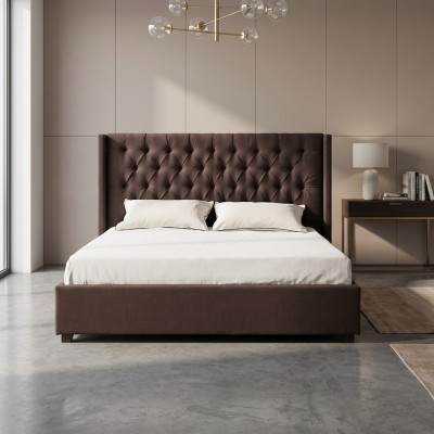 Dormitorio Cama 200x200cm Camas tapizadas Chesterfield Tela Textil