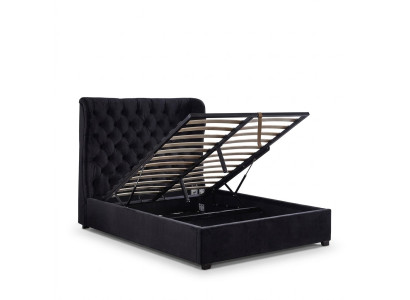 Cama acolchada Chesterfield negra de lujo para habitación de dormir de diseño de decoración, camas de cuero.