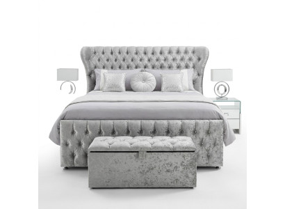Chesterfield Cama de diseñador Dormitorio Textil Cuero Tapizado 140/160/180/200 cm