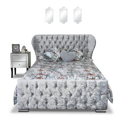 Diseño Chesterfield Cama de Terciopelo de Lujo Textil Dormitorio Doble 200x200cm