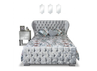 Diseño Chesterfield Cama de Terciopelo de Lujo Textil Dormitorio Doble 200x200cm