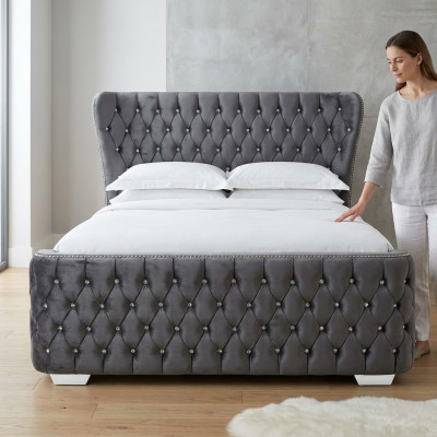 Chesterfield Hotel Cama doble de cuero Dormitorio Acolchado Camas de lujo 200x200