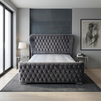 Chesterfield Hotel Cama de Cuero Doble Dormitorio Tapizado de Lujo Camas 160x200cm