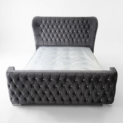 Chesterfield Hotel Cama de Cuero Doble Dormitorio Tapizado de Lujo Camas 160x200cm