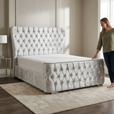 Cama Chesterfield dormitorio cama textil 180x200cm terciopelo Big Hotel camas nuevas