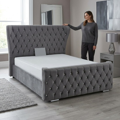 Chesterfield textil cama dormitorio cama doble acolchada 140/160/180/200 cm