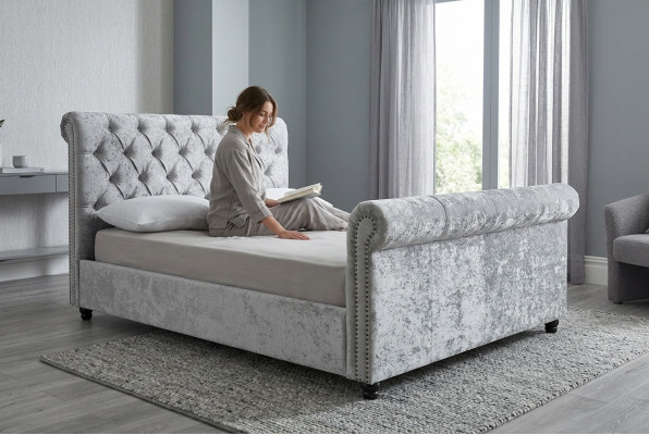 Diseño Chesterfield cama textil terciopelo acolchado cuero hotel camas dormitorio nuevo