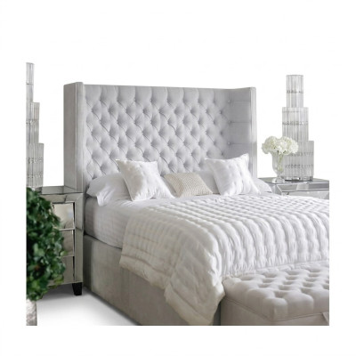 Diseño de cama Chesterfield en dormitorio de tela de cuero de terciopelo con hotel cama acolchada.