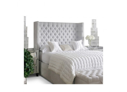 Diseño de cama Chesterfield en dormitorio de tela de cuero de terciopelo con hotel cama acolchada.