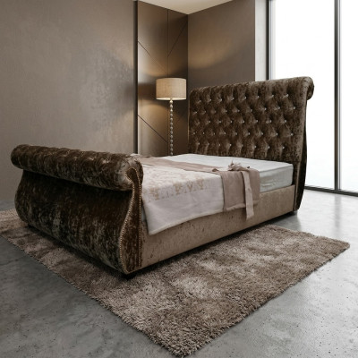 Chesterfield Design Cama Dormitorio Textil Terciopelo Cuero Acolchado Camas de Hotel Nuevas