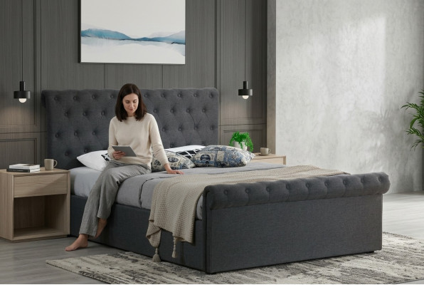 Chesterfield Diseño clásico Cama tapizada Camas textiles 140x200cm