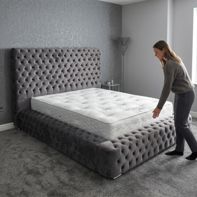 Moderna y elegante cama Chesterfield para dormitorio de estilo textil muebles