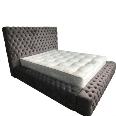 Moderna y elegante cama Chesterfield para dormitorio de estilo textil muebles