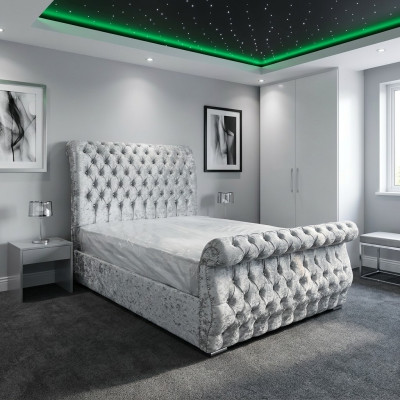Terciopelo Cama de diseño Chesterfield Clásico marco de cama camas acolchadas nuevo