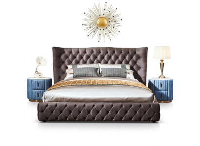 Cama Chesterfield marrón dormitorio textil camas de terciopelo grandes camas de hotel