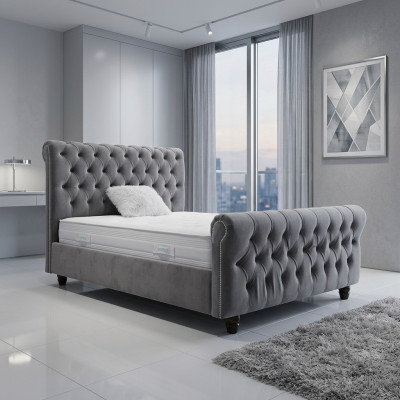 Chesterfield Bett Diseño Dormitorio Cama inglesa 200x200cm Tapiz Textil