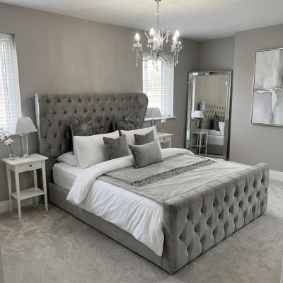 Chesterfield cama de diseñador dormitorio textil de cuero tapizado 140/160/180/200 cm
