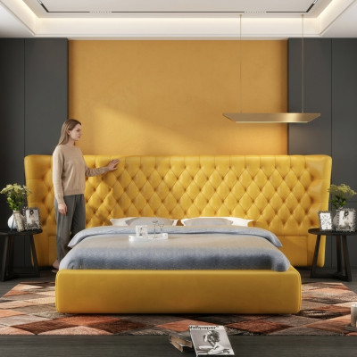 XXL Gran Panel Varita Cama Chesterfield Hotel Camas de Diseño de Lujo 200x200cm Nuevo.