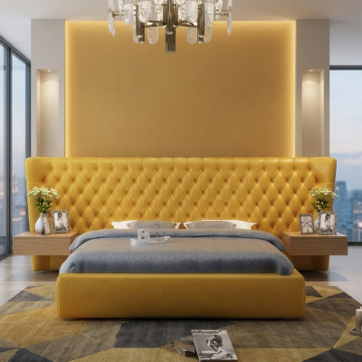 XXL Gran Panel Varita Cama Chesterfield Hotel Camas de Diseño de Lujo 200x200cm Nuevo.