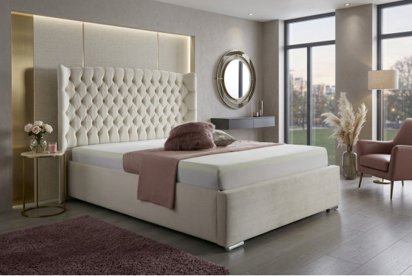 Cama Chesterfield diseño dormitorio camas inglesas 180x200cm textil tapizado