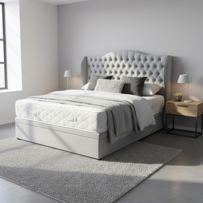 Cama Chesterfield diseño dormitorio inglés Cama 180x200cm tela acolchada
