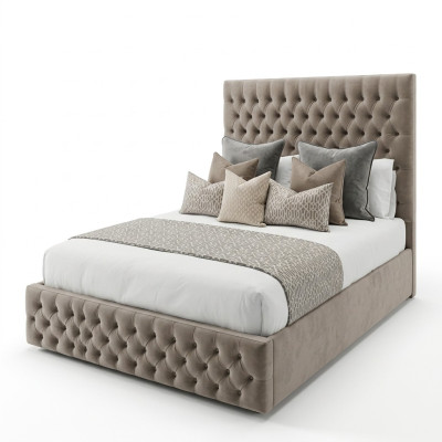Cama Chesterfield diseño dormitorio Inglés cama 200x200cm textil tapizado