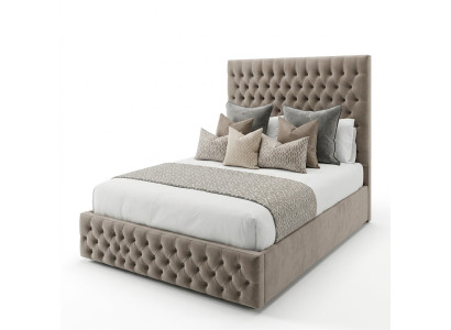 Cama Chesterfield diseño dormitorio Inglés cama 200x200cm textil tapizado