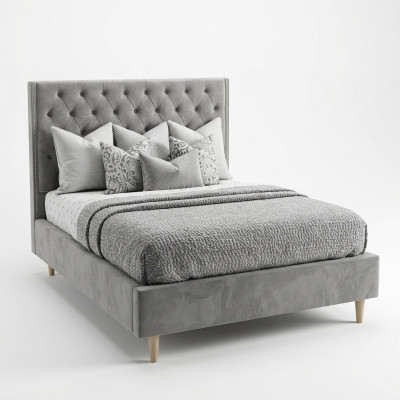 Cama Chesterfield Diseño Dormitorio Camas Inglesas 140x200cm Textil Acolchado