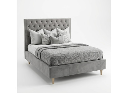 Cama Chesterfield Diseño Dormitorio Camas Inglesas 140x200cm Textil Acolchado