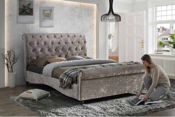 Lujo Chesterfield Botones Camas Dormitorio Diseño Muebles Cama Doble Hotel Nuevo