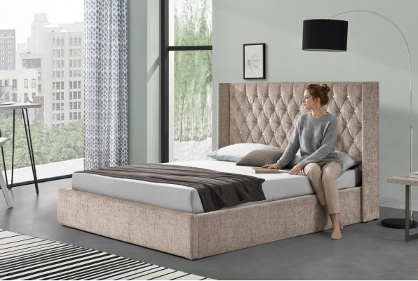 Chesterfield cama diseño dormitorio cama 180x200cm textil