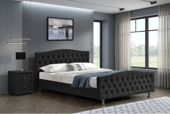 Cama negra Chesterfield diseño dormitorio Cama inglesa