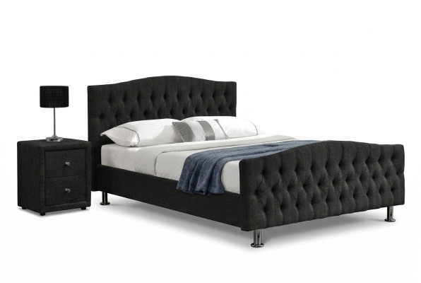 Cama negra Chesterfield diseño dormitorio Cama inglesa