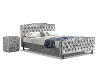 Sofá Chesterfield cama doble de lujo gris dormitorio camas de diseñador.
